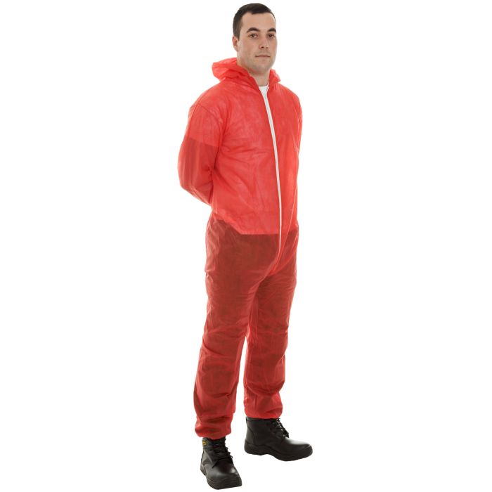 Disposable Polypropylene Coverall, Red - Size XL