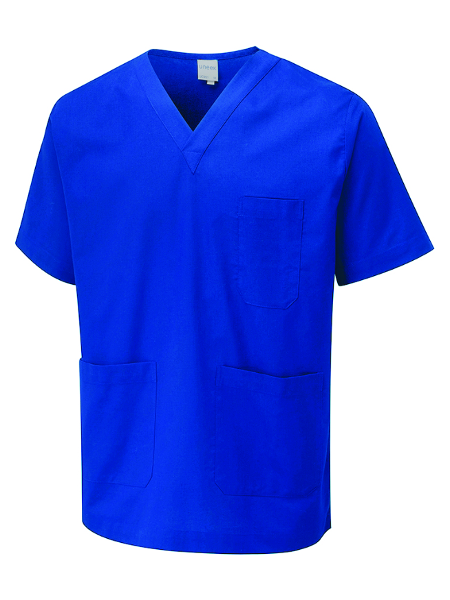 Royal Blue Unisex Scrub Top, Large