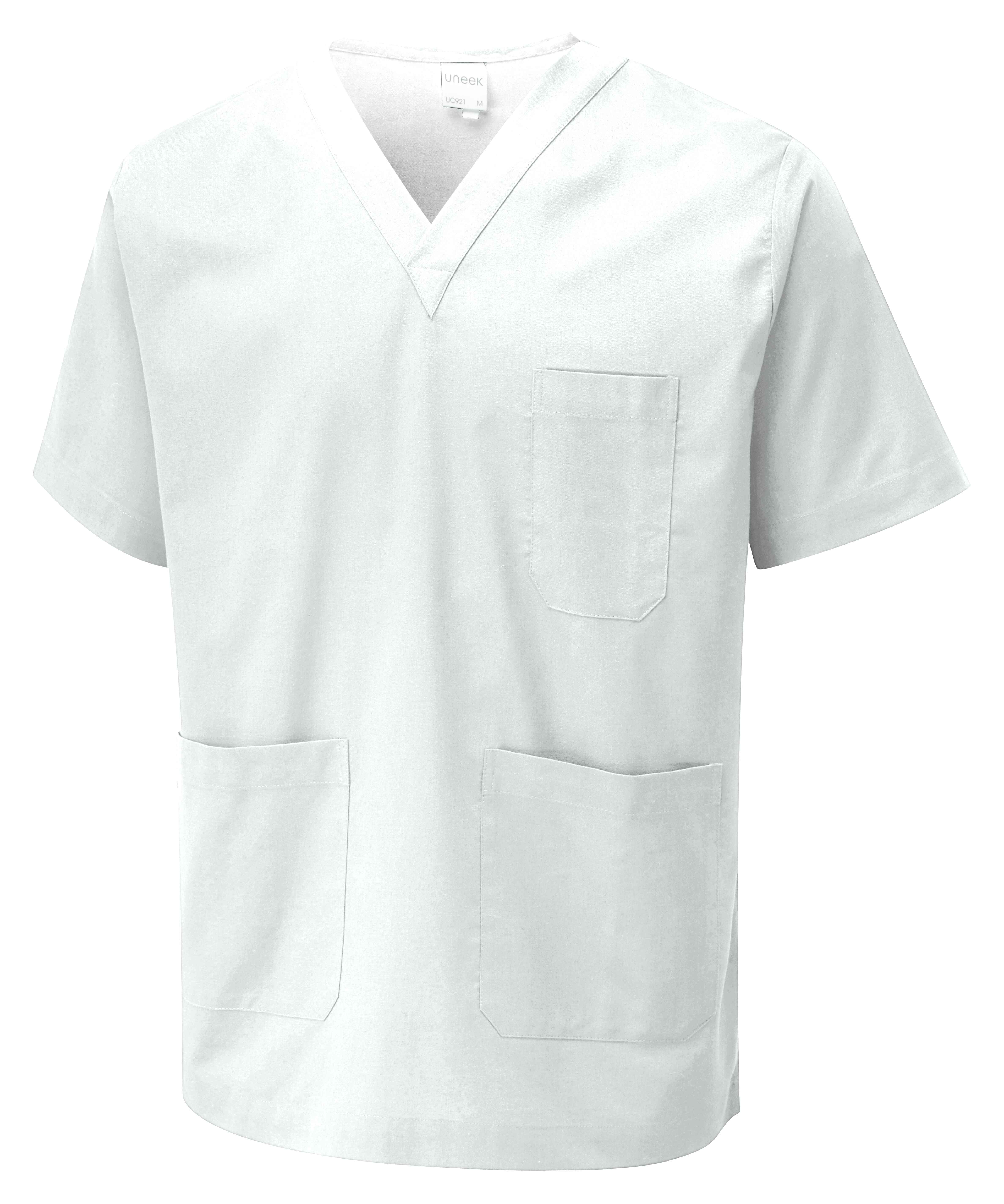 White Unisex Scrub Top, XL