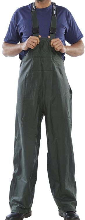 Waterproof Bib and Brace, Olive Green - Large