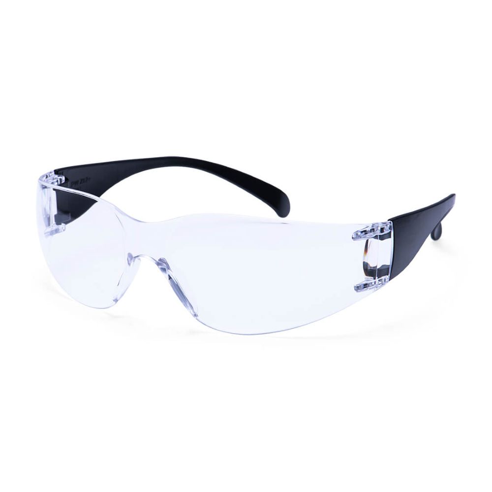 Safety Spectacles, Clear/Black Hi-Vis, Anti-Scratch, 99% UV protection