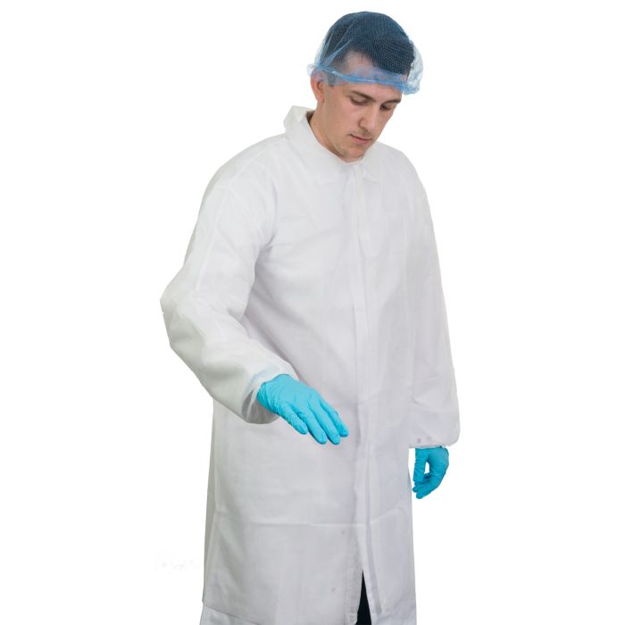 Polypropylene Disposable Visitors Coat, White - Size Medium