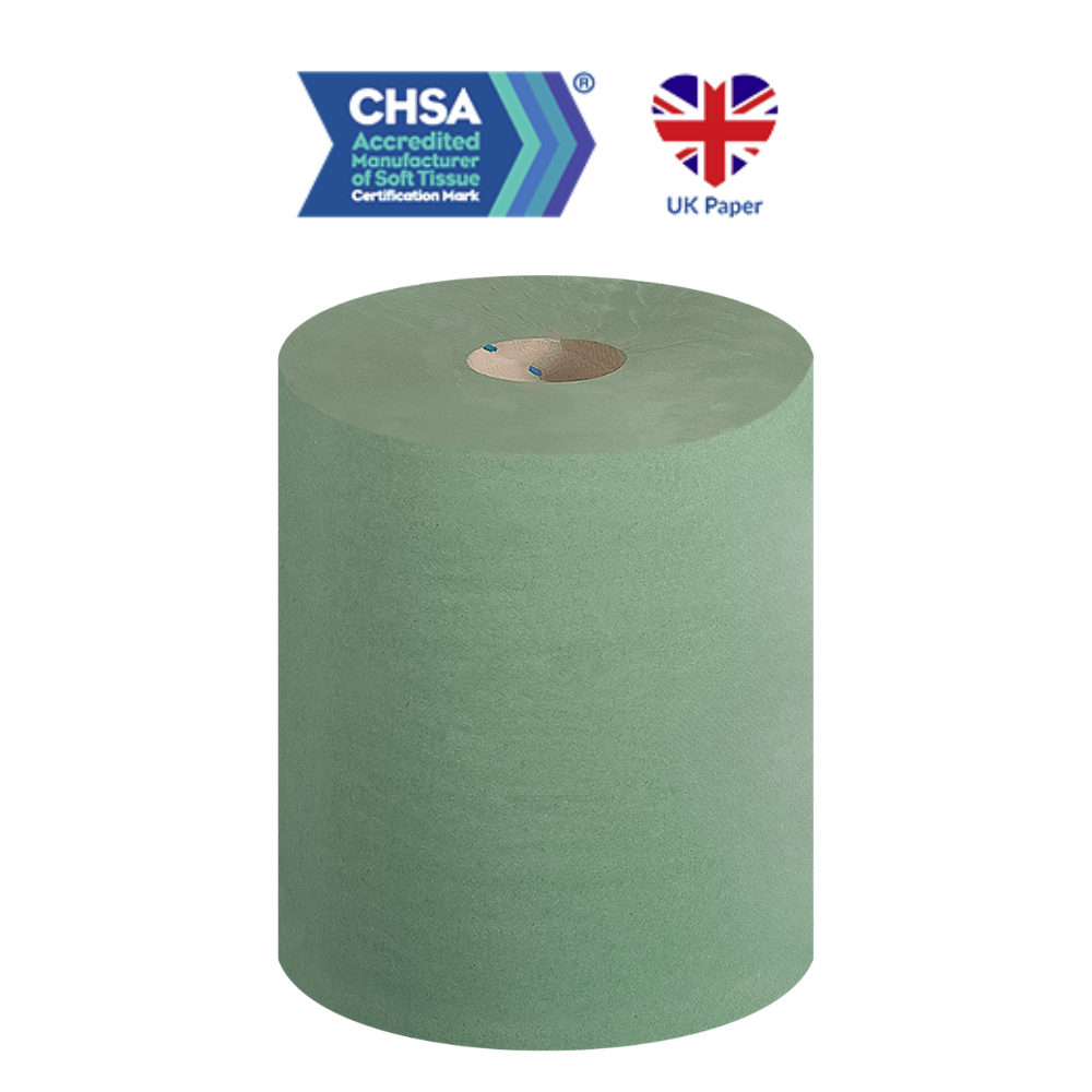 Intemax Dairy Wipes, Heavy Duty, 1-Ply Green, 31gsm Centrefeed, Pack 6