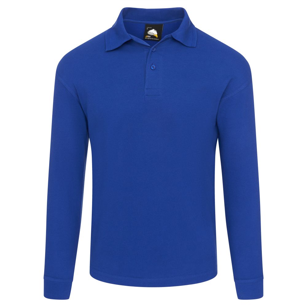Long Sleeve Poloshirt, Royal Blue - Size 4XL