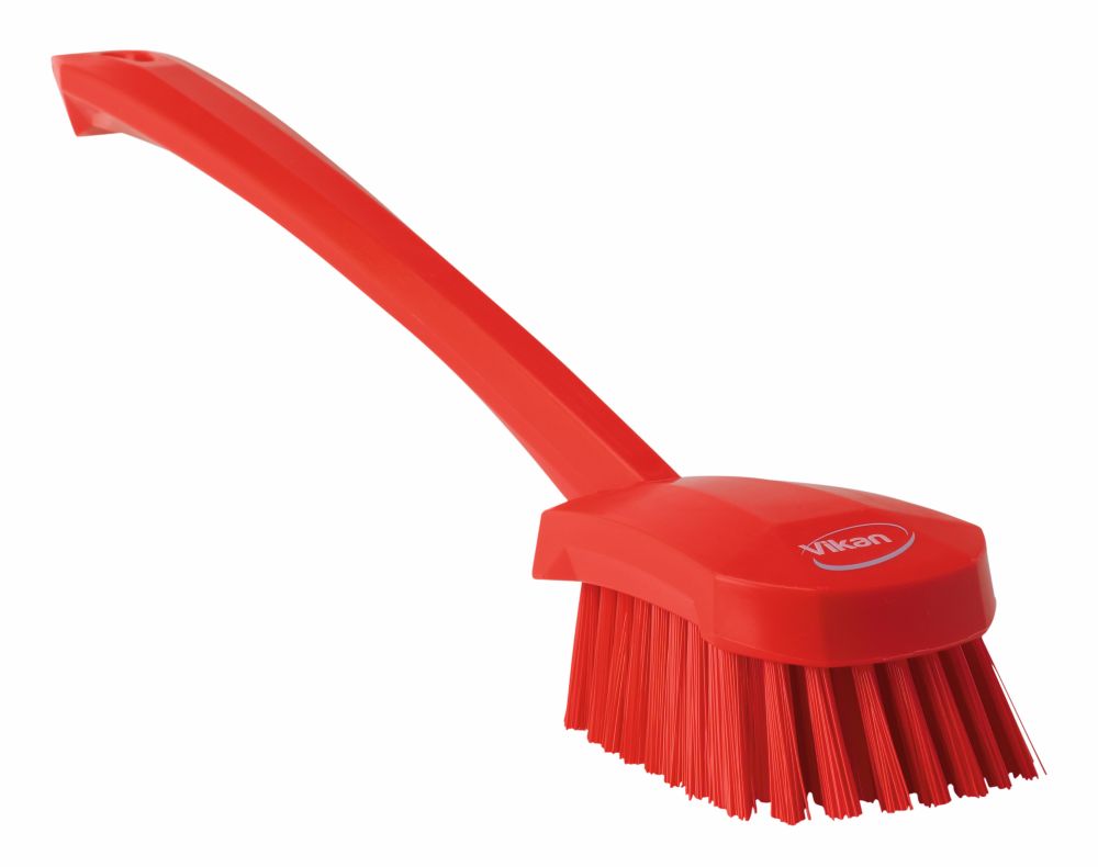 Vikan Washing Brush with long handle, 415 mm, Hard - Red
