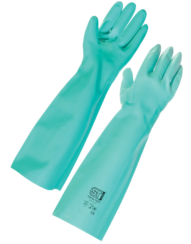 Long Length Nitrile Chemical Resistant Gauntlet - Medium