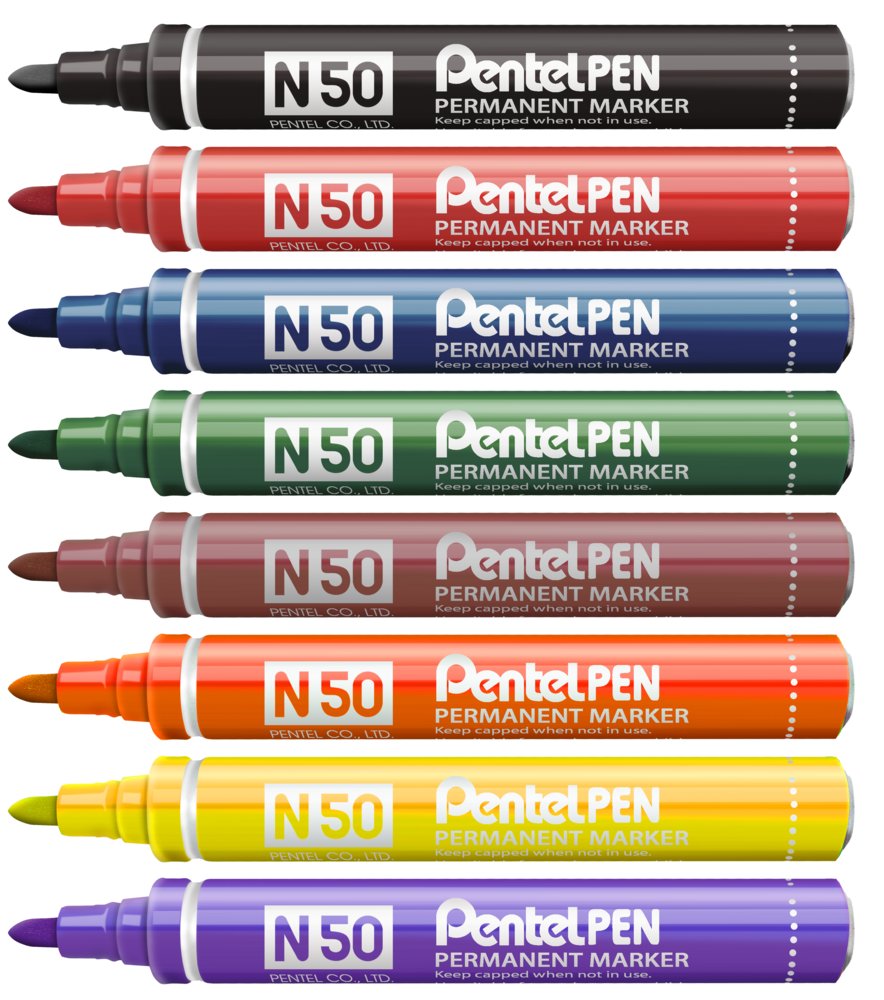 Pentel Permanent Marker, 4.3mm Bullet Point Tip Pen, Black, Pack of 12