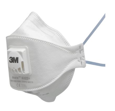 3M 9322+ Aura FFP2V Fold Flat Face Mask, Pack of 330